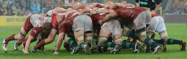 BI Lions scrum v Reds