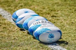 Stock photo of GC2018 rugby balls