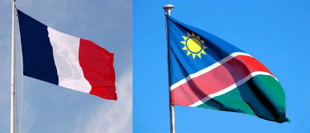 The flags of France and Namibia